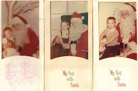 Three photo greeting cards of children seated on Santa's lap from Dayton's in the 1960's.